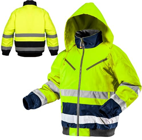 NEO TOOLS Thermo Warnschutzjacke EN 20471 Warnjacke orange Neon gelb Arbeitsjacke Warnschutz Sicherheitsjacke XL Neongelb