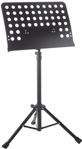 GEWA Orchesternotenpult - Metall - zusammenlegbar - Platte gelocht und abnehmbar - ABS und Rohrverbindung - Höhe 67-120 cm - Gewicht 3,8 kg - schwarz