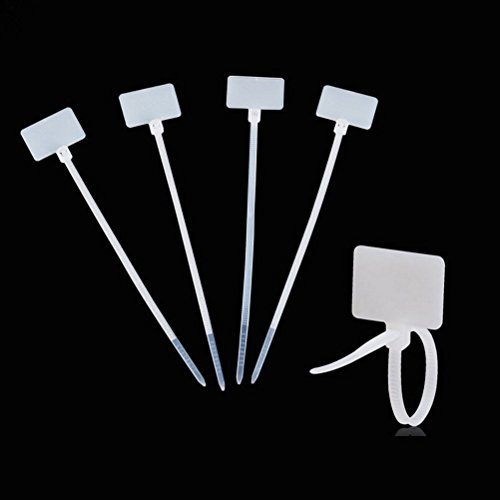 Amgate 100 Pcs Write on Ethernet Wire Zip Ties Cable Mark Tags Nylon Power Marking Label (100pcs) by Amgate