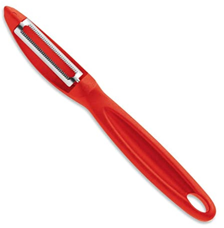 F. DICK Allzweckschäler 18 cm (Gemüseschäler rot, Klinge mit Zackenschliff, auch für Harte Schalen geeignet, Griff Kunststoff) 82522002-03