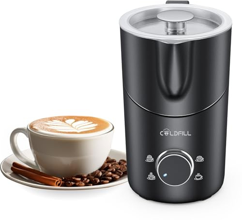 Milchaufschäumer Elektrisch 8-in-1, 400ml Automatischer Milchschäumer für Heiße & Kalte Schäume, Spülmaschinengeeignet, Abnehmbares, Schwarz