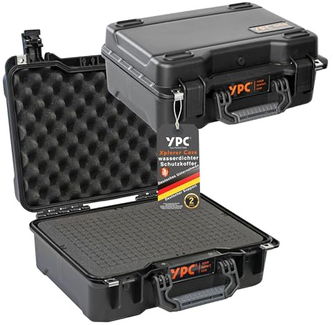 YPC Xplorer Case M – 40cm x 33cm x 16,5cm Outdoor Case, Fotokoffer Schaumstoff wasserdicht, Kamera Koffer Hardcase, Transportkoffer für Drohne, Stapelbar
