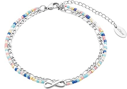 s.Oliver Fußkette 925 Sterling Silber/Edelstahl Damen, Sommerschmuck, Kommt in Schmuck Geschenk Box