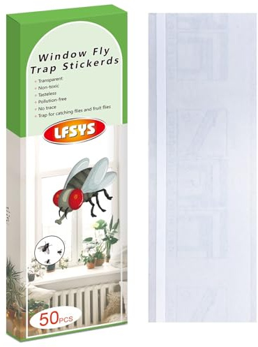 50 Stück Fensterfliegenfallen, Fruchtfliegenfallen für den Innenbereich, klebrige Fliegenpapierstreifen, Fliegenfallen für den Innenbereich, Insektenfänger, transparent.
