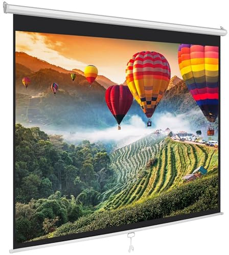 Pyle Beamer Rollo-Leinwand, 84 Zoll, 170×127 cm 4:3, Full-HD & 4K-kompatibel, Ausziehbar mit Schwarzem Rahmen, Projektor- Leinwand für Wand/Decke, ideal für Heimkino & Präsentationen