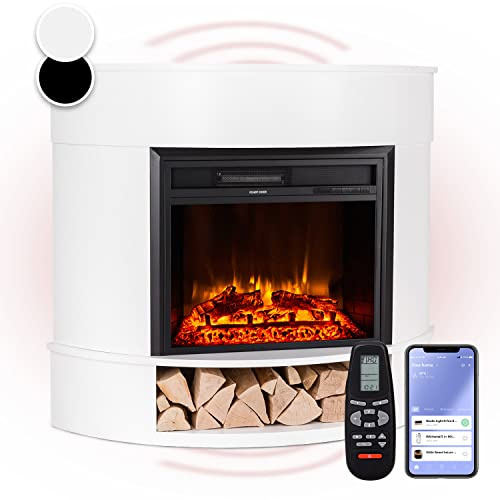 Klarstein Deko Kamin mit LED-Flammen, Elektro-Kamin mit Heizung und Kaminfeuer, 1800W Elektrischer Elektrisch Fernbedienung, Timer & Auto-Temperaturregelung, Sparsame Elektrische Kamine