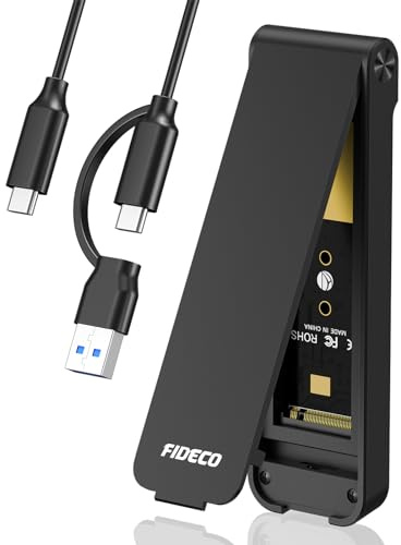 FIDECO M.2 NVMe SSD Gehäuse, USB 3.2 Gen 2 (10Gbps) M.2 NVMe USB Adapter, Sandwich-Stil-Design, Werkzeuglose Installation, Unterstützt UASP und Trim (schwarz)