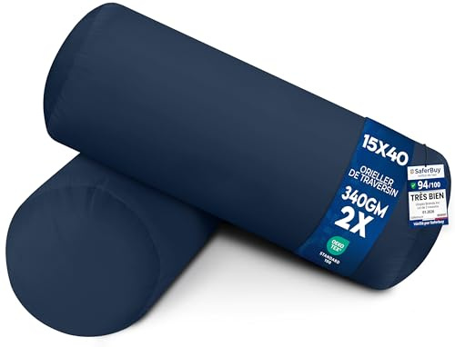 Utopia Bedding Nackenrolle 2er Set, 15x40 cm Kissenrolle Knierolle Zierkissen Sofakissen (Marineblau)