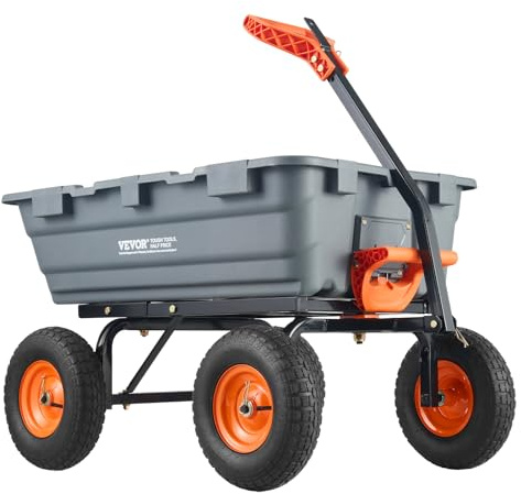 VEVOR Transportwagen, Gartenkarre mit leicht zu montierendem Stahlrahmen, Gartenwagen mit umwandelbarem 2-in-1-Griff, Mehrzweck-Schubkarre mit 680 kg Kapazität, 33 cm Reifen