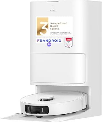 Mova E40 Ultra Saugroboter mit Wischfunktion, Autom. Leerung und 19.000 Pa, MaxiReach-Wischmopp-T., Verhedderungsfreie Seitenbürste, Eingeb. 80-ml-Wasserb, All-in-One-Station zu 75 Tage Reinigung