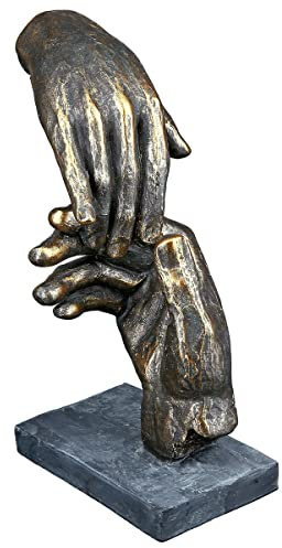 Casablanca Skulptur Two Hands, Deko Figur Bronze, Kunstharz Statue Wohnzimmer, Büro Dekoration H. 21 cm x B. 13 cm - Moderne Skulpturen