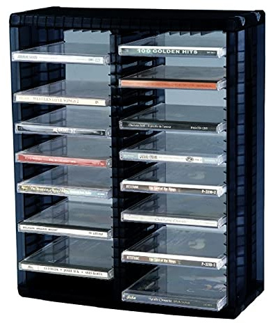 ProfiOffice CD-Regal, Schwarz, für 52 CDs | Verwendung: freistehend, liegend oder Wandmontage, modular erweiterbar