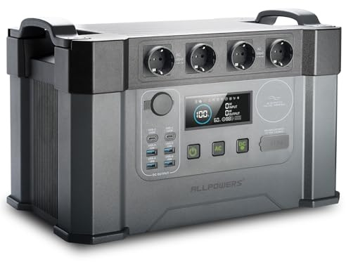 ALLPOWERS Tragbarer Powerstation 2400W (4000W Surge) Wechselstromsteckdosen 1451Wh Akku MPPT Solar Generator Mobiler Stromspeicher für Wohnmobil Camping Heimwerken Notstromaggregat RV Haus Notfall