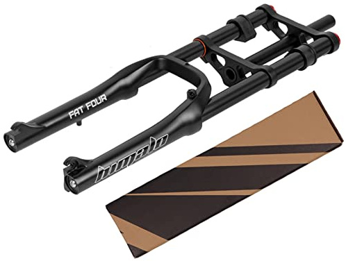 Fahrradgabel 20 Zoll Fette Gabel 4,0 Reifen DH Luftfederung 1-1/8 Scheibenbremse QR Federweg 110mm Einstellbarer Rückprall Für Snow Beach XC MTB Fahrrad 2880g (Color : 20'' Black)