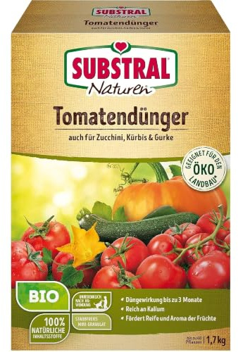 Substral Naturen Bio Tomatendünger 1,7kg für Tomaten, Kürbis & Zucchini | Für Tomaten Kürbis und Zucchini | Mit Kalium und Meeresalgen | Bis zu 3 Monate Wirkung