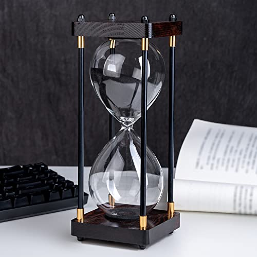 Große Sanduhr, Sanduhren-Timer 60 Minuten, Vintage-Holz-Sanduhr-Timer, Moderne Dekoration für Zuhause, Küche, Büro (Schwarz)