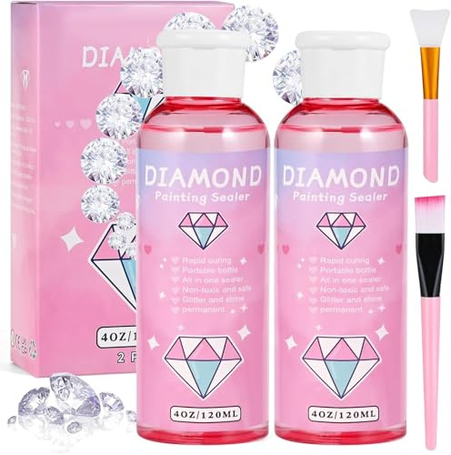 Cieex 2 Stück Diamond Painting Versiegelung | Transparente Diamond Painting Kleber, Diamond Painting Erwachsene Zubehör zum Glitzereffekt und Schutz von Diamanten (240 ml)