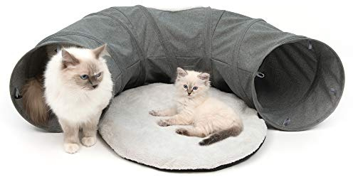 Catit 41996 Vesper Tunnel, für Katzen, mit Schlafkissen, grau ,