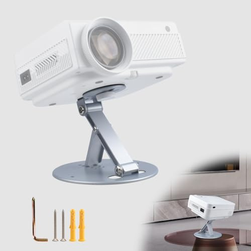 Eroshoo Beamer Halterung, Mini Beamer Ständer für Heimkino Projektorständer | Beamer Wandhalterung Ultrakompakt 180° Drehbar Faltbare mit 1/4 Zoll Universalschraube für Spielzimmer und Büro,Silber