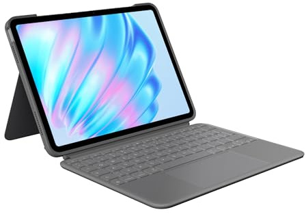 Logitech Combo Touch Tastatur-Case für iPad Air 11 Zoll (M2, M3 und M4) | Für iPad Air (5. Generation), abnehmbare Tastatur mit Hintergrundbeleuchtung und Halterung, Deutsches QWERTZ-Layout - Grau