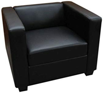 Mendler Sessel Loungesessel Lille - Leder, schwarz | Loungesessel
