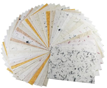 50 Sheets A4 Thin Mulberry Paper Sheets Art Tissue Washi Paper Design Craft Art Origami Suppliers Card Making (Tamarind Leaves,Onion,Banana Tree Fiber,Rice Straw etc.)
