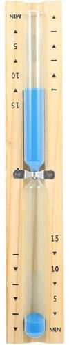 katmerio Sauna Sanduhr 15 Minuten mit blue Sand - Hitzebeständige Holz Uhr zum Drehen + 2 Edelstahl Schrauben Sauna Zubehör