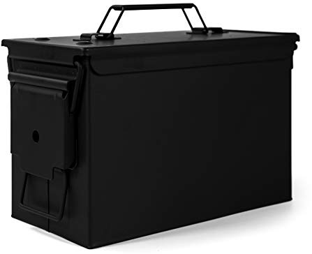 GUGULUZA Munitionskiste Munitionsbox Werkzeugkasten Metall Neu Ammo Box Wasserdicht,Schwarz - Kal.50