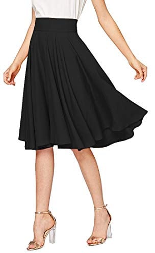 Emma & Giovanni - A-Linie Elegant Faltenrock Hohe Taille Midi-Rock - Damen