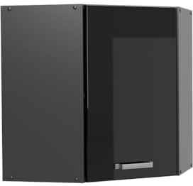 Vicco Eckhängeschrank R-Line, Schwarz Hochglanz, 57 cm, zur freien Kombination innerhalb modularer Küchensysteme