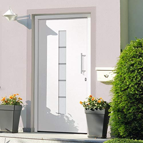 vidaXL Eingangstür Haustür Nebeneingangstür Wohnungstür Außentür Tür Kellertür Mehrzwecktür Schlüsselsatz Alu Aluminium PVC Weiß 110x210cm