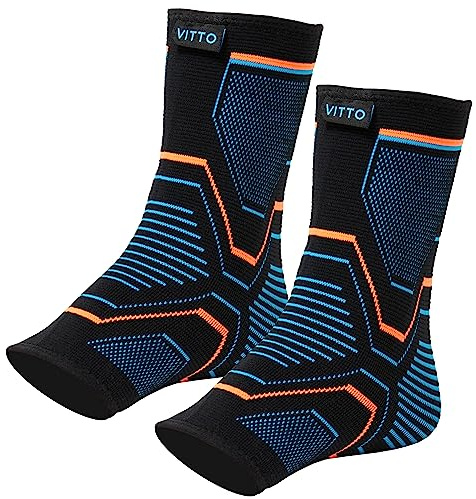 VITTO Sprunggelenkbandage, Fußbandage bei Bandschäden, Schwachen Gelenken, Verstauchtem Gelenks und Arthritis (2er Pack, L)