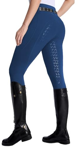 DMVOD Damen Reitleggings mit aktiver Silikon-Grip Vollbesatz - Reithosen für Frauen