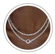 SLOONG 2 Stück Layering Ketten Set 14K Goldkette & Silber Wasserfest Choker Kette Damen Gold Halskette mit CZ Anhänger Y Kette Panzerkette Gold Halskette für Frauen Damen Schmuck