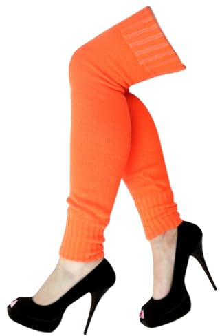 krautwear® Damen Beinwärmer Stulpen Legwarmers Overknees gestrickte Strümpfe ca. 70cm 80er Jahre 1980er Jahre (orange)