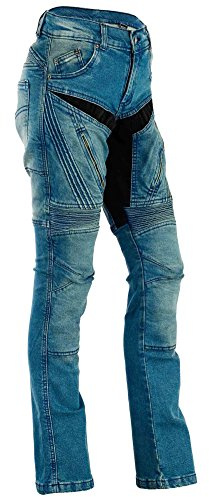 Bangla Damen Motorrad Hose Motorradhose Jeans Denim mit Protektoren blau 34 inch