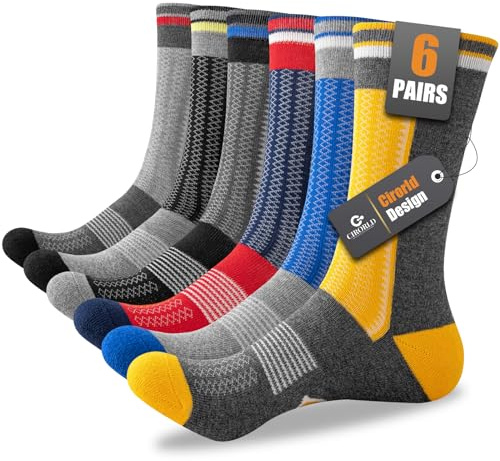 Cirorld Socken Herren, 6 Paar Arbeitssocken, Baumwolle, gepolstert