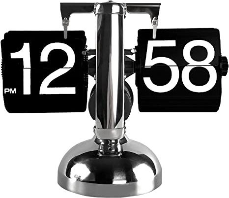 Segrehy Flip Uhr Retro, Schreibtischuhr Mechanisch Design, Digitale Batteriebetriebene Flip Clock mit Zahnradmechanik, Einem Fuß, Automatische Klappzahlenuhr für Zuhause & Büro