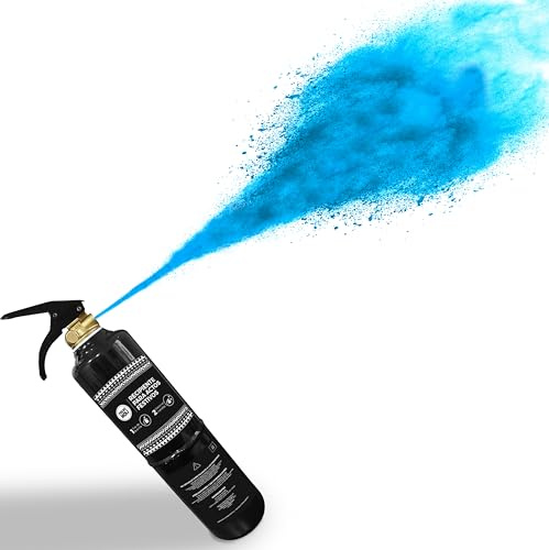 POLVO HOLI - Bunter Baby Shower Feuerlöscher mit 1kg Holi Pulver - Enthüllt das Geschlecht des Babys auf originellste Weise (Hellblau)