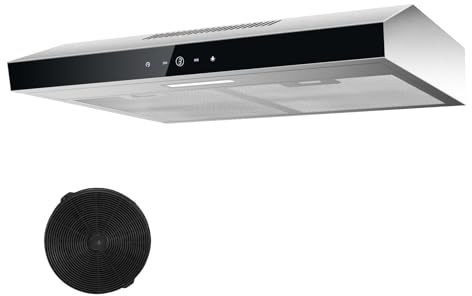 TopStrong Dunstabzugshaube 60cm, Unterbau Dunstabzugshaube 60cm, Umluft/Abluft, abzugshaube mit CF-K Aktivkohlefilter, 201 m³/h Luftstrom, Edelstahl Dunstabzug, 3 Stufen Soft Touch Steuerund