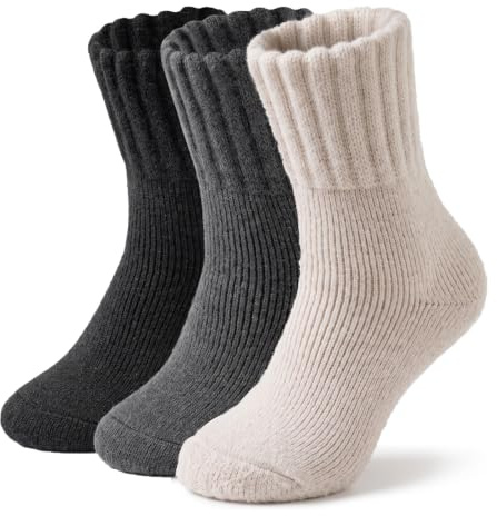 Wamicu Thermosocken Damen Socken Warme Dicke Kuschelsocken Wintersocken | Gestrickte Stricksocken Haussocken Wollsocken 3 Paar