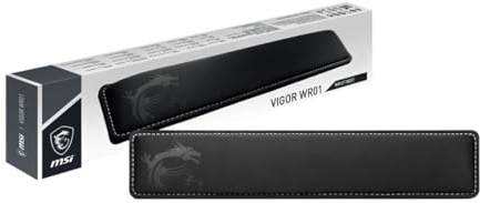 MSI Vigor WR01 Handballenauflage für Tastatur, Kühlgel, Memory-Schaumstoff, Ice Silk Lycra-Polsterung, antibakterielle Beschichtung, abgeschrägtes Profil, rutschfeste Basis - 432 x 86 x 25 mm