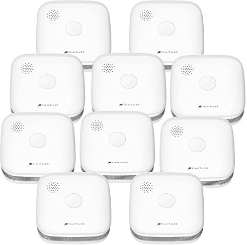 VisorTech Funkrauchmelder Sets: 10er-Set drahtlos vernetzbare Funk-Rauchwarnmelder, 5-Jahres-Batterie (Rauchmelder mit Funkvernetzung, Rauchwarnmelder für Wohnraum, vernetzt)
