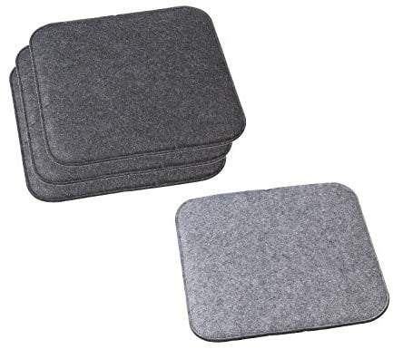 unbekannt 4 Stück Sitzkissen Wendekissen Filz Sitzauflage zum Wenden Grau Anthrazit 35 x 35 cm