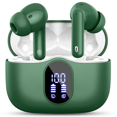 Kopfhörer Kabellos Bluetooth, Bluetooth 5.4 Kopfhörer, Tiefer Bass Ohrhörer | 4 ENC Lärmreduzierung Mikrofon, LED-Anzeige, 40 std Spielzeit, Sport In Ear Kopfhörer for Arbeit und Studium