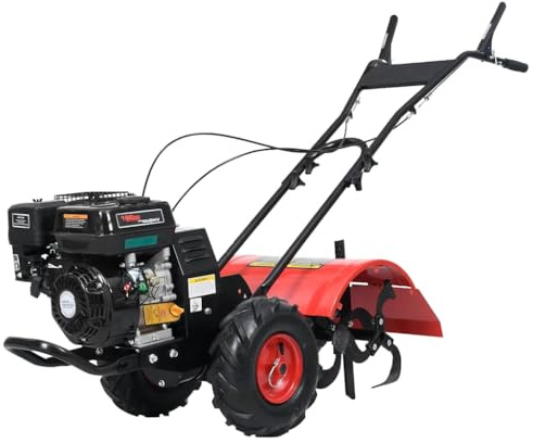 vidaXL Benzin Gartenfräse mit 12 Messern Motorhacke Gartenhacke Kultivator Bodenhacke Bodenfräse Fräse Hacke Ackerfräse 6,5PS 196cm³