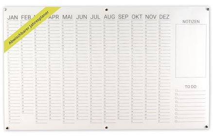 Jahresplaner Acryl - beschreibbar & abwischbar - Wandplaner und Familienplaner mit Abstandshaltern - ideale Haushalts- und Planungstafel für Eltern - Monatsplaner – Größe: 100x60 cm – Transparent
