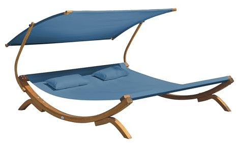 AXI Mallorca Gartenliege aus Holz in Blau mit Dach für 2 Personen