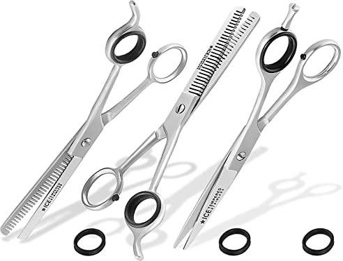 3-Teiliges Haarscheren Set mit Modellierschere Effilierschere Friseurschere | Haarschneidescheren aus Rostfreiem Edelstahl zum Pflegen der Haare