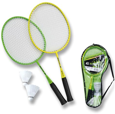Sunflex® Badminton Set Matchmaker Junior | mit 2 Schläger, 2 Federbälle & Tragetasche |robust & hochwertig | Federball für Kinder und Anfänger